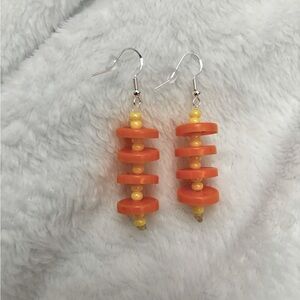 Orange and Yellow Medicine Cap Earrings Upcycled Nurse Gift